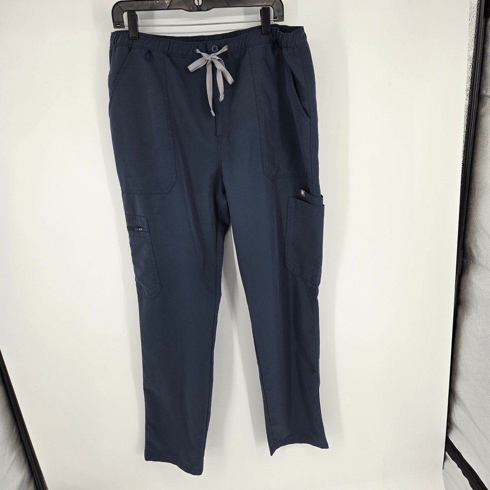 Figs Scrub Pants Mens Blue Gray Drawstring Elastic Waist Cargo M21SW2052 Size M